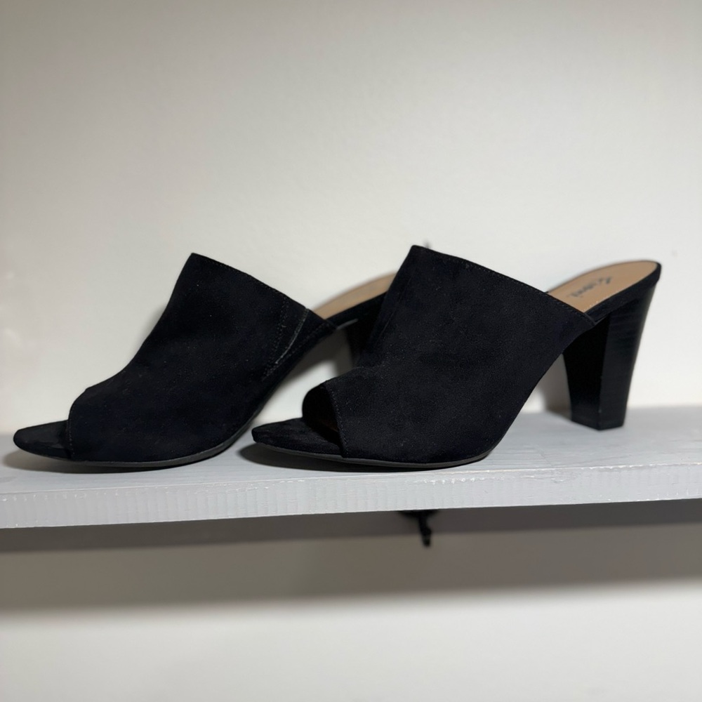 Stylish Faux Suede High Heel Mules- Size 9 1/2